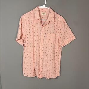 Marine Layer Shirt Mens Medium Pink Palm Tree Short Sleeve Button Up Tropical